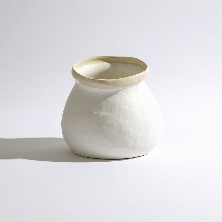 Organic Linen Pod X-Large CERAMIC VASE Ben David by KAS Natural Large 18x17.8x16.5cm