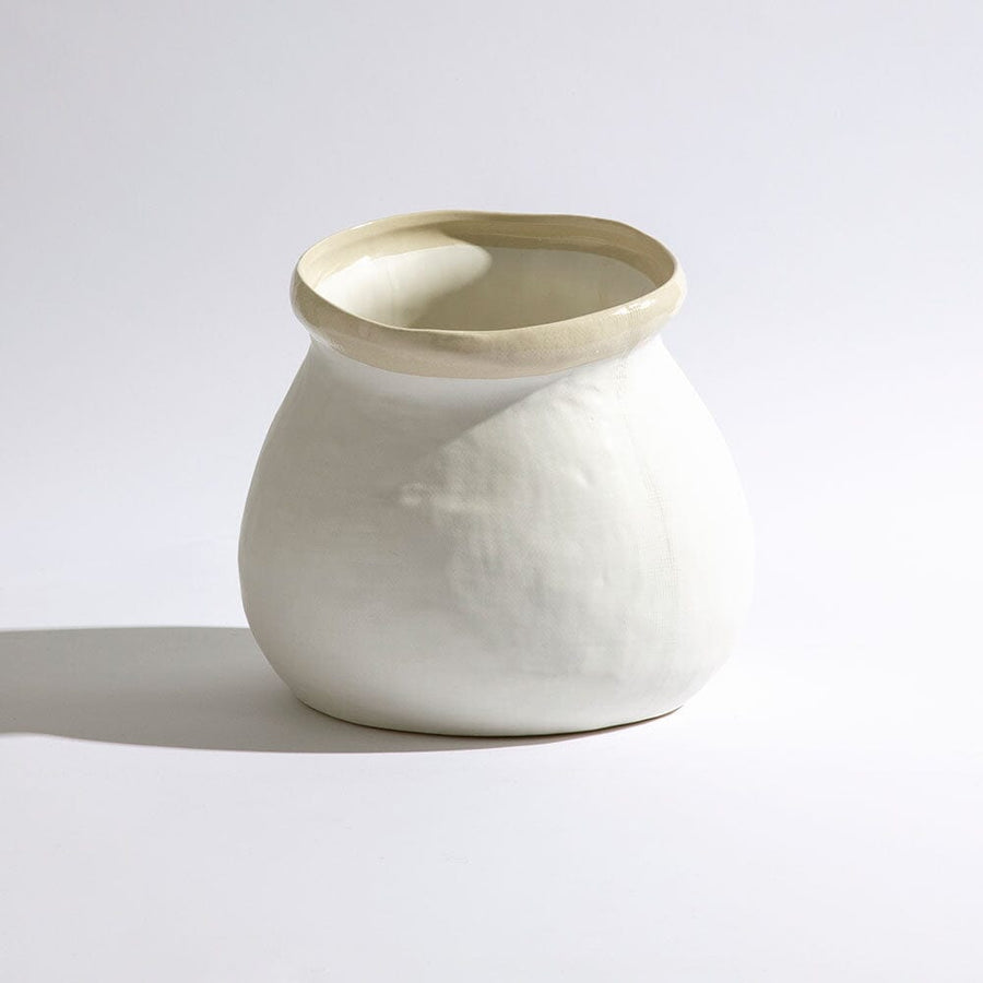 Organic Linen Pod X-Large CERAMIC VASE Ben David by KAS Natural Extra Large 25.2x25x24cm