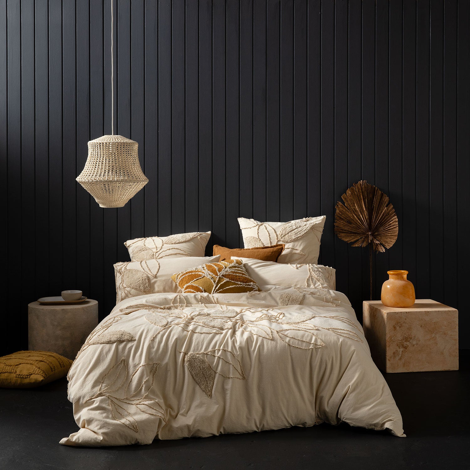 Hedgerow Quilt Cover Set BED LINEN KAS AUSTRALIA Natural Queen 210x210cm + 2PC 48x73cm