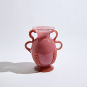 Large glass Bonita vase with twisted handles, classic silhouette, and elegant design.