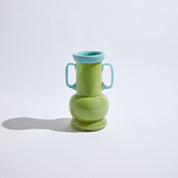 Loca Lime glass vase, front view, vibrant green hue, sculptural shape