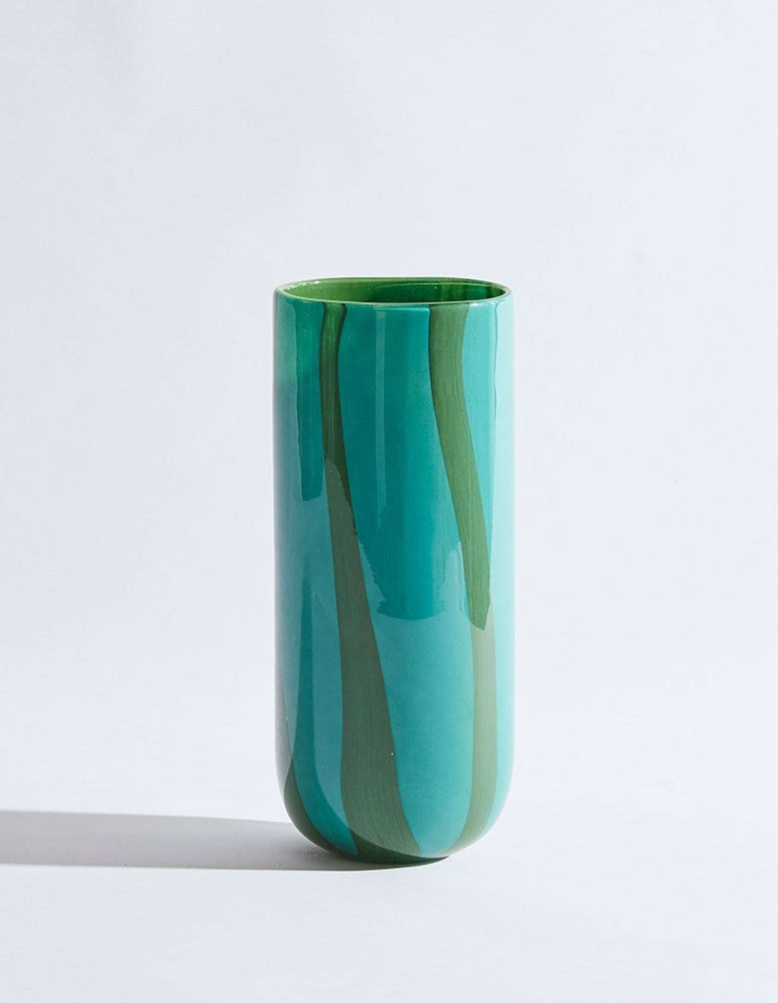 Candy Cylinder Teal Vase