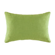 Green embroidered cushion with palm trees on textured cotton base