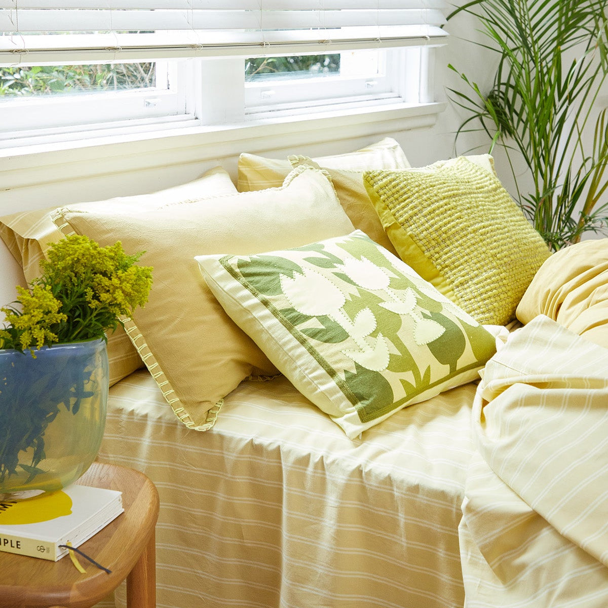 Blanket Stitch Lime Quilt Cover Set