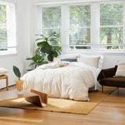 Blanket Stitch Oatmeal Quilt Cover Set