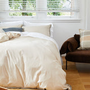 Blanket Stitch Oatmeal Quilt Cover Set