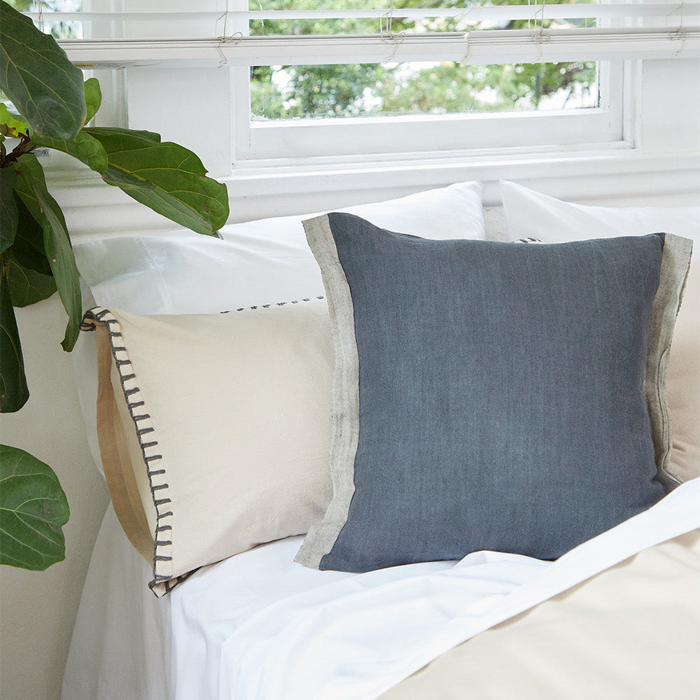 Blanket Stitch Oatmeal Quilt Cover Set