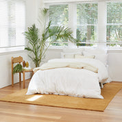 Blanket Stitch White Quilt Cover Set