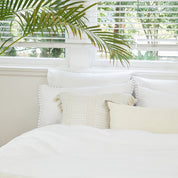 Blanket Stitch White Quilt Cover Set