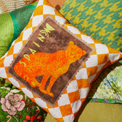 Vibrant Spain Cushion, front view, showcasing multi-colored design