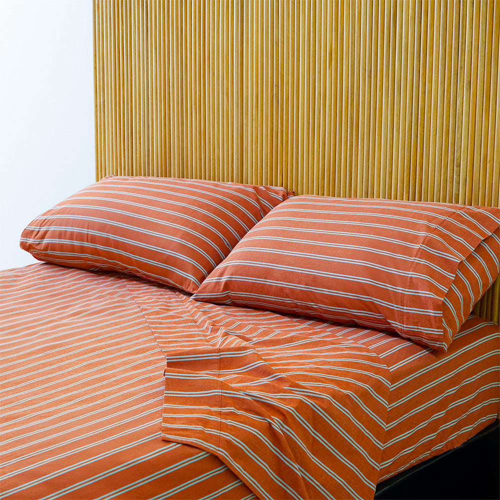 Pinstripe Rust Sheet Set