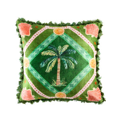 Green Palm Cove cushion, front view, vibrant green hue