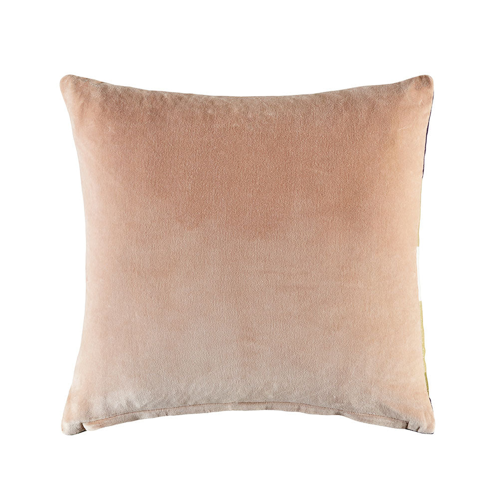 Sahara Neutral Velvet Cushion, geometric pattern on cotton slub fabric, soft texture