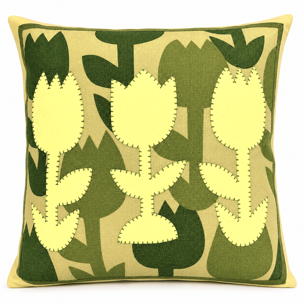 Tully Applique Lime Cushion