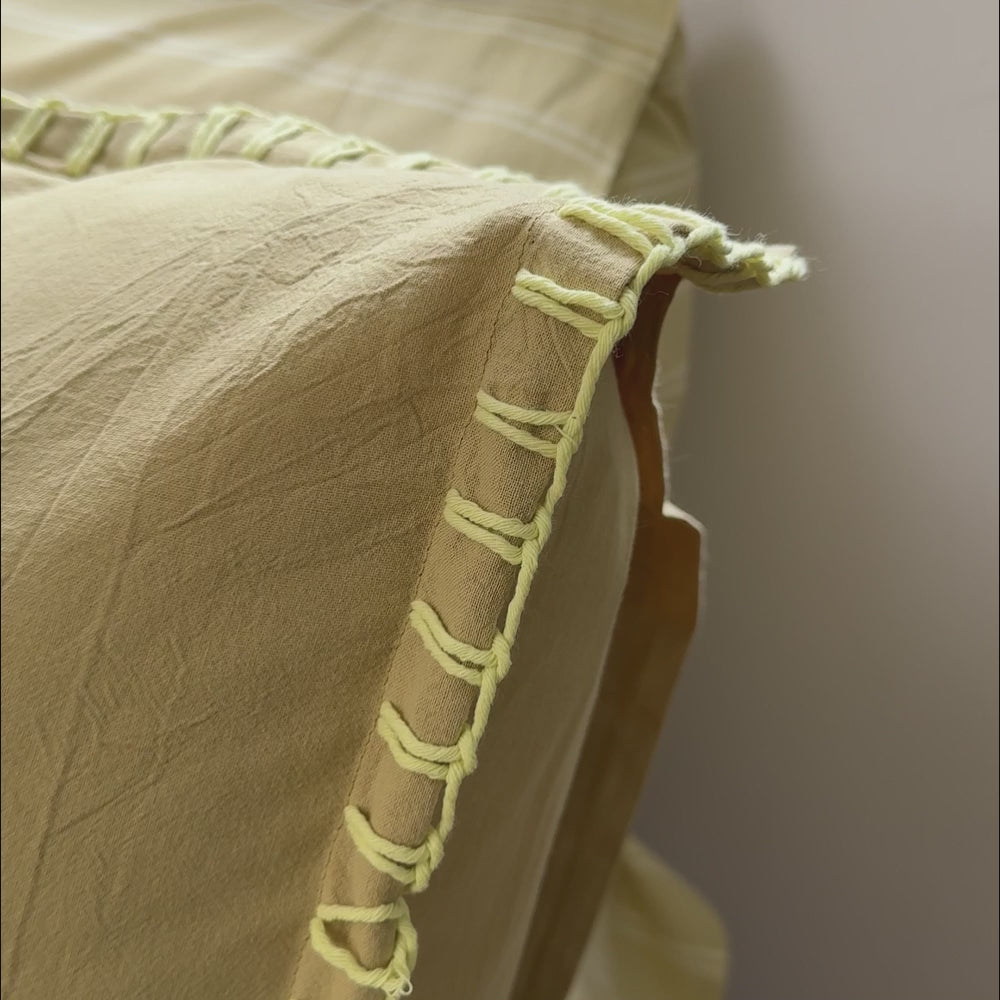 Blanket Stitch Lime Quilt Cover Set