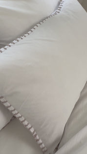 Blanket Stitch White Quilt Cover Set