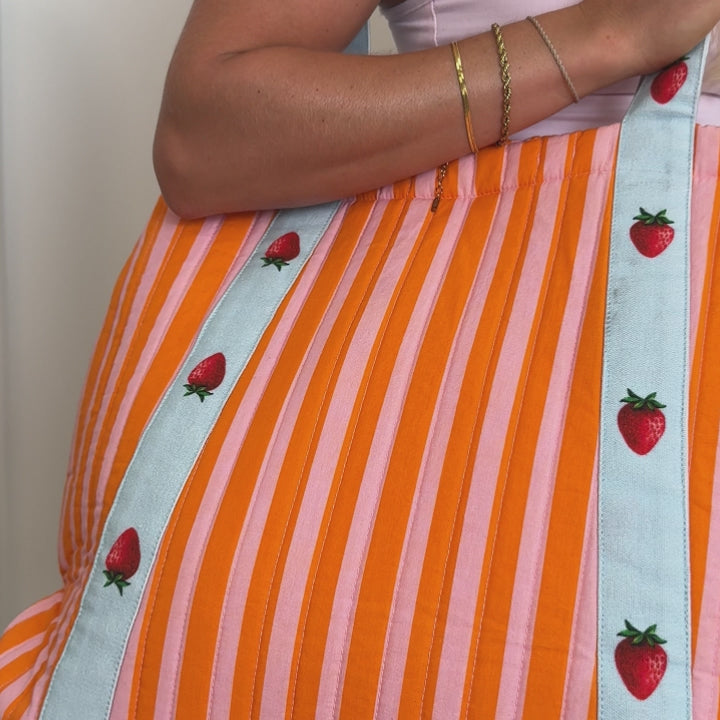 Royal Stripe Strawberry Tote Bag