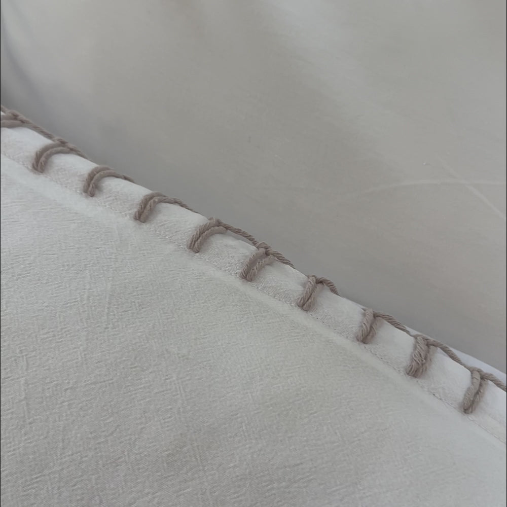 Blanket Stitch White Quilt Cover Set
