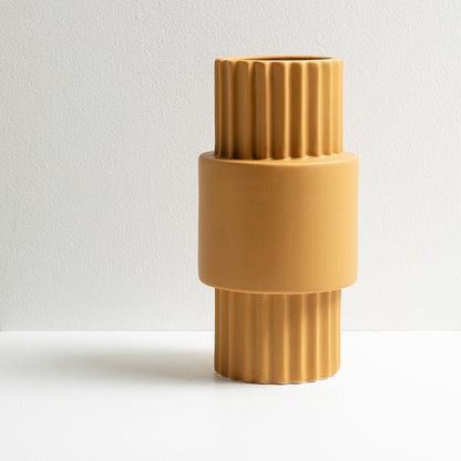 Industry Tall Vase DECORATOR BEN DAVID BY KAS Mustard One Size 15.5x15.5x30cm
