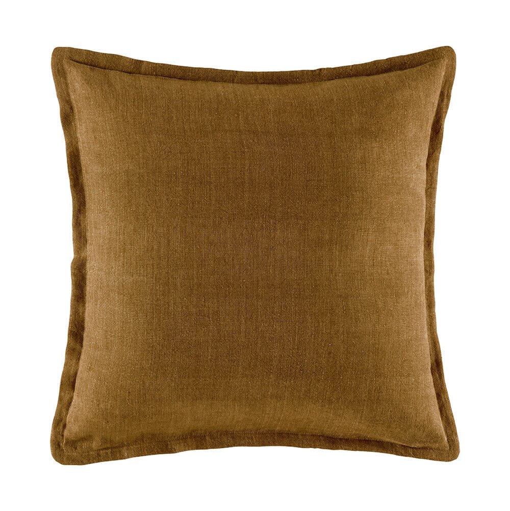 Linen Cushion CUSHION KAS AUSTRALIA Mustard Square 50x50+2cm