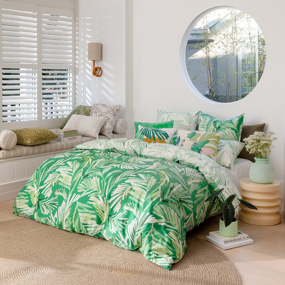 Oliana Quilt Cover Set BED LINEN KAS AUSTRALIA Green Queen 210X210CM + 2PC 48X73CM