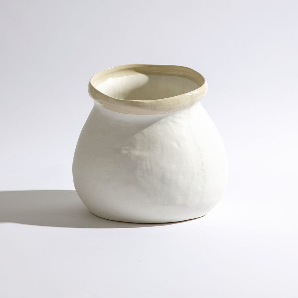 Organic Linen Pod X-Large CERAMIC VASE Ben David by KAS Natural Extra Large 25.2x25x24cm